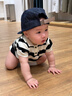 ENHENN嬰兒短袖包屁衣薄款2025夏季新生兒衣服寶寶純棉連體衣 黑白條紋 80cm 曬單實拍圖