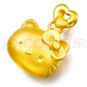 京越隆精品黃金卡通KT貓轉運珠黃金手鏈女蝴蝶結鈴鐺串珠卡通女款手串 大版黃金鈴鐺KT貓約1.4-1.5g+調節粉皮繩 曬單實(shí)拍圖