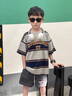 G.DUCKKIDS童裝男童短袖t恤夏天新款兒童衣服舒適中大童上衣時(shí)髦男孩衣服薄 條紋灰色qkioegi 150 建議11~12歲【140-150cm】 曬單實(shí)拍圖