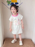 巴帝巴帝夏季嬰幼兒女童寶寶套裝短袖t恤短裙子套裝 玫粉 兔兔小熊 110 曬單實拍圖