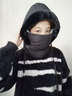 泉途士冬季保暖雷鋒帽子男女護耳加絨加厚防寒面罩圍脖一體帽防風(fēng)騎行帽 加厚保暖圍脖一體帽-【黑色】 曬單實(shí)拍圖