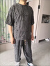 gxmy中國風(fēng)漢服套裝男士夏季薄款短袖長褲寬松時尚輕奢t恤破洞兩件套 灰色一套 L （建議-120斤） 曬單實拍圖