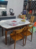 上林春天 巖板餐桌 中古風(fēng)可伸縮餐桌家用圓桌飯桌餐桌椅組合連紋巖板餐桌 胡桃色/連紋香奈爾/實(shí)木靈芝椅 1.35m 一桌六椅 曬單實(shí)拍圖