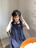 慕瑤雨夏日季新款甜美減齡學(xué)院風(fēng)寬松假兩件格紋拼接娃娃領(lǐng)連衣裙女學(xué)生 藏青色 S 85-95斤 曬單實拍圖