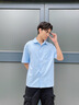 名創(chuàng)優(yōu)品（MINISO）冰絲短袖襯衫男夏季淺藍(lán)色半袖少年感百搭休閑薄款古巴領(lǐng)襯衣外套 【冰絲涼感】淺藍(lán)(空白) L /175(體重120-140斤) 曬單實(shí)拍圖
