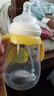 小土豆新生兒玻璃奶瓶仿嗆帶吸管手柄寶寶嬰兒喝水喝奶防漏奶瓶水杯 檸檬黃240ML 曬單實拍圖