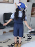 G.DUCKKIDS童裝女童套裝夏季新款兒童衣服女孩兔子警官三件套女寶寶短袖短褲 三件套+領(lǐng)帶 110 尺碼4~5歲【100-110cm】 曬單實拍圖