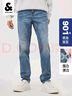 杰克·瓊斯（JACK&JONES）25年男裝潮流修身直筒彈力休閑百搭深色牛仔褲長(cháng)褲子男士四季男褲 中藍牛仔135 29 170 W29/L30 曬單實(shí)拍圖