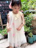 G.DUCKKIDS童裝女童連衣裙夏季2025新款兒童裙子夏天立體花朵吊帶裙公主裙女 杏色 90 尺碼1~2歲【 80-90cm】 曬單實(shí)拍圖