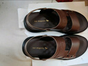 紅蜻蜓沙灘鞋男夏季中老年男士軟底牛皮兩穿皮涼鞋男鞋WTT25033棕色40 曬單實(shí)拍圖