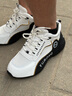 輕奢男鞋秋冬季皮面運動(dòng)鞋男百搭老爹鞋男休閑鞋子男士軟底增高鞋 白黑色 41 曬單實(shí)拍圖
