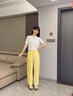 GCRZW高端亞麻闊腿褲女夏薄款2025新款九分苧麻褲子冰絲防曬棉麻直筒褲 淺黃色 -小個(gè)子款 褲長(zhǎng)90CM起 M /27 建議95-105斤 曬單實(shí)拍圖