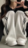 FitonTon休閑褲女秋季高腰顯瘦闊腿褲美式慵懶直筒褲潮流寬松運(yùn)動(dòng)褲衛(wèi)褲 曬單實(shí)拍圖