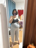 Mom Jane孕婦睡褲春夏季薄款家居褲七分褲懷孕期托腹不勒肚子小個子產婦褲 灰白條紋（莫代爾-后兜） XXL 曬單實拍圖