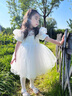 G.DUCKKIDS童裝女童連衣裙夏季蓬蓬裙兒童公主裙夏天生日禮服裙子鋼琴花童服 高端珍珠禮服裙白色 100 尺碼2~3歲【 90-100cm】 曬單實(shí)拍圖