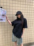 AOGZAOGZ美式潮牌設(shè)計(jì)感鉚釘解構(gòu)短袖T恤男夏季重磅寬松休閑半袖體恤 黑色 XL 曬單實(shí)拍圖