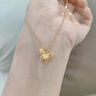 老鳳祥18K金蝴蝶吊墜女項鏈鎖骨鏈輕奢時(shí)尚紀念日生日禮物送女朋友老婆 破繭化蝶18K金吊墜+銀項鏈 曬單實(shí)拍圖