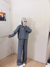 若盼2025春秋季新款polo領(lǐng)衛衣衛褲套裝女休閑運動(dòng)寬松顯瘦薄款百搭休 灰色套裝 【上衣+褲子】 M 【建議85-100斤】 曬單實(shí)拍圖