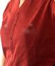 科蒙.博卡2025春夏桑蠶絲新款圓領(lǐng)針織衫女短袖假開衫純色修身上衣 楓葉紅 XL 曬單實拍圖