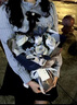 GOCHIEI連衣裙女春夏2025新款長袖襯衫短裙蓬蓬裙子大衣內(nèi)搭顯瘦收腰 藏藍(lán)色拼色條紋襯衫裙子M 曬單實拍圖