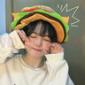 瑜尚臻品 少女搞怪可愛卡通漢堡帽子同款帽Cosplay表演舞臺帽 黃色 曬單實拍圖