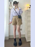 棉致日系多巴胺工裝短褲女夏季2025新款小個(gè)子高腰闊腿顯瘦休閑短褲 119卡其色【高品質(zhì)18.5】 L 100-115斤 曬單實(shí)拍圖