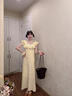 哈魯?shù)宵S色小飛袖碎花連衣裙女純欲風(fēng)溫柔減齡顯瘦遮肚子海邊度假長裙子 黃色 均碼 （115斤以內(nèi)） 曬單實(shí)拍圖