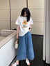 一寸相思白色短袖t恤女2025夏季新款歐貨寬松中長(cháng)款體恤時(shí)尚百搭半袖上衣 白色-向日葵 L (100-110斤） 曬單實(shí)拍圖