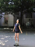 櫻桃刺繡撞色學(xué)院風(fēng)翻領(lǐng)短袖t恤女夏季2025新款修身顯瘦潮流上衣 藏青色 M 曬單實(shí)拍圖