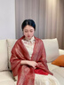 恒源祥杭州圍巾女士薄款披肩絲巾長(cháng)款春秋媽媽款百搭紗巾真絲桑蠶絲巾 酒紅色 曬單實(shí)拍圖