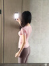 雙秀瑜伽服上衣女絕美顯瘦高彈透氣速干修身運動(dòng)短袖2026新款普拉提 淺粉上衣+海月巖褲子套裝 L 115-125 曬單實(shí)拍圖