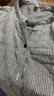 啄木鳥夏季新款文藝純棉雙層棉紗短袖襯衫女豎條紋休閑寬松薄款半袖上衣 淺灰色 M 建議116-135斤 曬單實拍圖