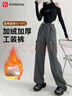 FitonTon美式工裝褲女冬季保暖休閑褲加絨加厚高腰直筒運(yùn)動(dòng)褲潮流顯瘦褲子 曬單實(shí)拍圖