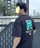 FILA FUSION斐樂章昊同款情侶款針織短袖衫2025夏新款寬松純棉涼感T恤 正黑色-BK XL 180/100A/XL 曬單實(shí)拍圖