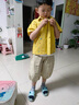 巴布豆童裝男童夏季套裝2025新款痞帥兒童夏裝寶寶小童衣服男孩三件套潮 黃色斑點(diǎn)襯衫3件套 110 CM 曬單實(shí)拍圖