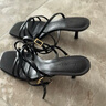 CHARLES&KEITH25夏新品法式方頭細跟綁帶涼鞋高跟鞋CK1-60361565 Black黑色 36 （230） 曬單實拍圖