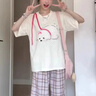 LDBE毛絨刺繡小狗短袖t恤女2025夏季新款寬松圓領半袖甜美百搭上衣潮 杏色 L 【115-135斤】 曬單實拍圖