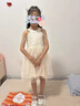 G.DUCKKIDS童裝高端公主裙女童連衣裙夏季新款禮服裙兒童夏裝鋼琴演奏紗裙女 香檳色【三條珠鏈】 140 建議130-140cm9-10歲cm 曬單實(shí)拍圖