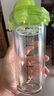 Glasslock 韓國進口玻璃水杯加厚可愛情侶杯隨手杯可愛透明茶杯 鋼化玻璃不帶刻度綠附杯套450ml 曬單實拍圖