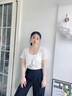 予瑾 針織衫女夏天短袖小坎肩小披肩夏薄短款百搭坎肩外搭開衫薄鏤空白色小外套 白色 L碼(建議105-120) 曬單實(shí)拍圖