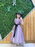 乖奇奇（ALERTCHYCHY）公主裙女童高端禮服生日宴花童婚禮紗裙兒童主持人鋼琴演奏演出服 紫色短袖長(zhǎng)款 130 曬單實(shí)拍圖