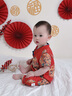 Shining Moment丨龍鳳呈祥 嬰兒連體衣百歲宴寶寶周歲衣服長袖紅色春秋滿月服 龍鳳夏季盤扣連體衣 80cm 曬單實(shí)拍圖