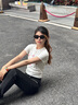 嵐玘正肩短袖女潮流t恤夏季新款2025年短款印花上衣洋氣顯瘦遮肚子 花朵熊印花短袖【白色】 XL 【建議105-115斤】 曬單實拍圖