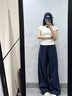 工裝褲女2025夏季最新款薄款休閑褲小個子高腰直筒冰絲運動速干褲 藏青色 【舒適抗皺升級款】 M 【建議：69-110斤】 曬單實拍圖