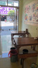 景亨實(shí)木飯店桌椅組合早餐小吃店面館快餐桌椅燒烤店桌子餐館碳化桌椅 120*70*73一桌四圓凳加厚 曬單實(shí)拍圖