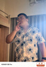 CLOR美式冰絲襯衣男士夏季印花短袖襯衫寬松五分袖CLCX11藍(lán)韻雛花4XL 曬單實(shí)拍圖