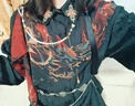 敦煌元素新中式改良國(guó)風(fēng)男女武俠風(fēng)襯衣闊腿褲國(guó)潮刺繡襯衫 上衣+褲子+壓襟+皮腰帶 M 曬單實(shí)拍圖
