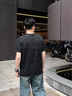 卡賓（CABBEEN）【純棉】新疆長絨棉短袖T恤男2024夏季新款老花滿印潮牌上衣 煤黑色01 L /175/50 曬單實拍圖