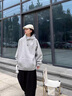 卡圖弛cleanfit重磅紐扣連帽衛(wèi)衣男春秋季潮流美式高街外套寬松硬挺帽衫 白灰色 XL 曬單實(shí)拍圖