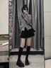 莜仙格2025年新款韓系純欲風(fēng)秋冬穿搭套裝女感溫柔學(xué)院風(fēng)針織開(kāi)衫百搭款 黑色百褶裙 【單件】 L 【建議 100-115斤】 曬單實(shí)拍圖